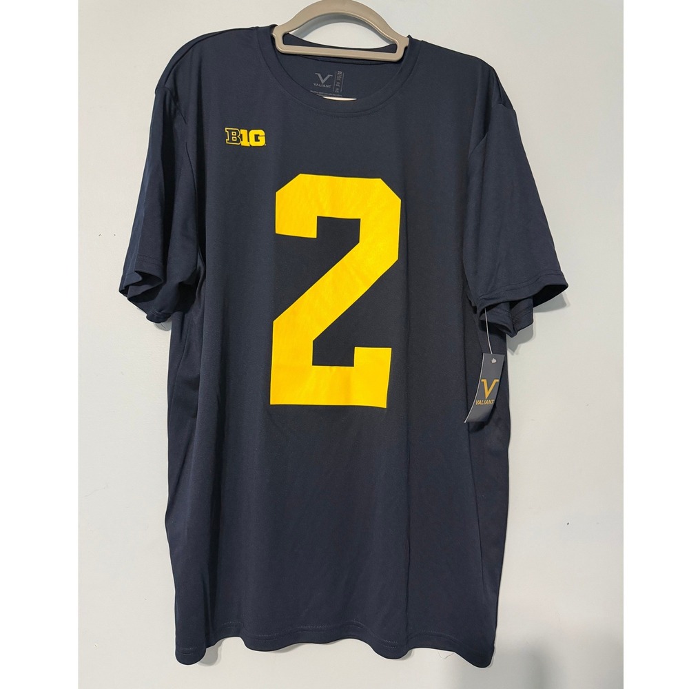 Michigan Wolverines 2XL Johnson #2 Big Ten Navy Blue T-Shirt 2288